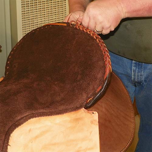 Craftsmanship of western saddle cantle.